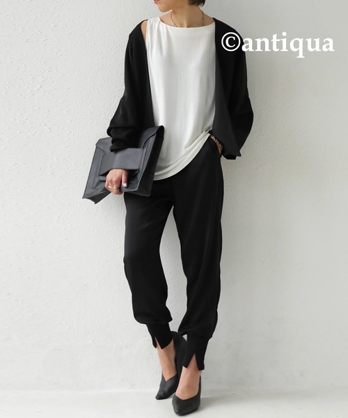 antiqua（アンティカ）の「とろみ生地ボートネックタンク（タンクトップ・レディース・オフホワイト/ブラック/ブラウン系その他/ブラウン系その他2/ブラウン系その他3/ベージュ系その他/ブルー系その他・FREE）」の22枚目の写真