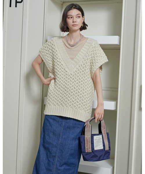 THEATRE PRODUCTS（シアタープロダクツ）の「MISSISSIPPI Ssize／ジャガードテープ バッグ/500mlペットボトル収納可能（トートバッグ・レディース・ブラック/ベージュ/ブラウン/グレー/レッド/ネイビー/パープル/グリーン/チャコールグレー・FREE）」の7枚目の写真