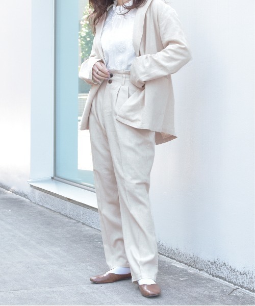 PairPair（ペアペア）の「リネンダブルテーラードジャケット(セットアップ)（テーラードジャケット・レディース・ベージュ/アイボリー/ブルー系その他・FREE）」の8枚目の写真
