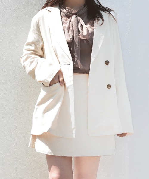 PairPair（ペアペア）の「リネンダブルテーラードジャケット(セットアップ)（テーラードジャケット・レディース・ベージュ/アイボリー/ブルー系その他・FREE）」の9枚目の写真