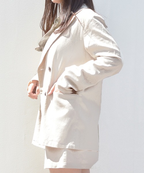 PairPair（ペアペア）の「リネンダブルテーラードジャケット(セットアップ)（テーラードジャケット・レディース・ベージュ/アイボリー/ブルー系その他・FREE）」の10枚目の写真