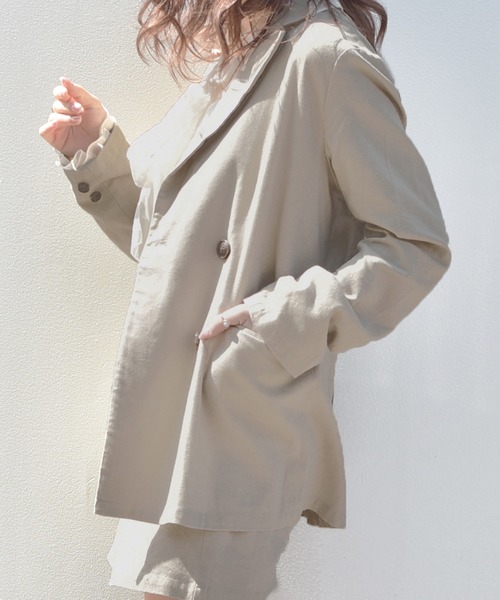 PairPair（ペアペア）の「リネンダブルテーラードジャケット(セットアップ)（テーラードジャケット・レディース・ベージュ/アイボリー/ブルー系その他・FREE）」の13枚目の写真