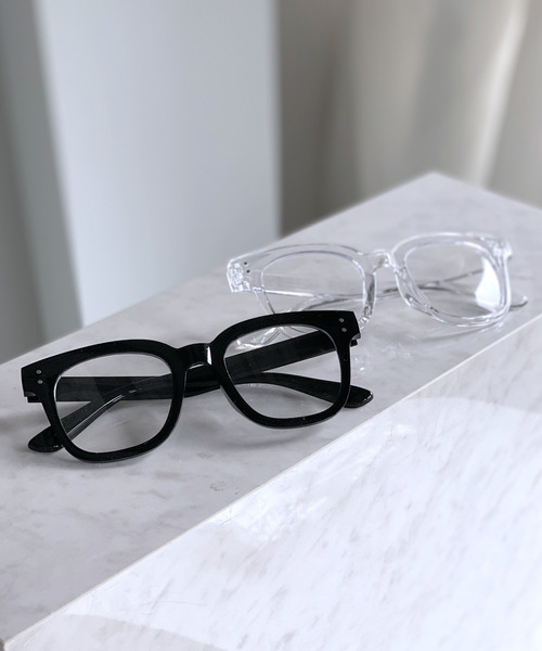 セール】【c.u.l】ユニセックス クリアレンズ セルフレーム 伊達メガネ