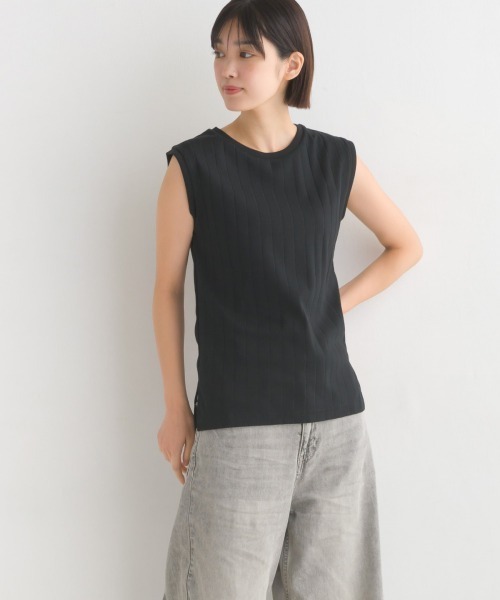OMNES Another Edition（オムネス アナザーエディション）の「汗じみ防止 リブタンクトップ（Tシャツ/カットソー・レディース・ホワイト/ブラック/ベージュ/ブラウン/ホワイト×ブラック/イエロー/ラベンダー・FREE）」の22枚目の写真