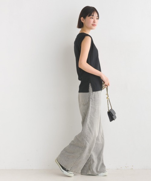 OMNES Another Edition（オムネス アナザーエディション）の「汗じみ防止 リブタンクトップ（Tシャツ/カットソー・レディース・ホワイト/ブラック/ベージュ/ブラウン/ホワイト×ブラック/イエロー/ラベンダー・FREE）」の18枚目の写真