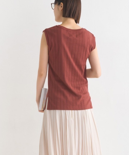 OMNES Another Edition（オムネス アナザーエディション）の「汗じみ防止 リブタンクトップ（Tシャツ/カットソー・レディース・ホワイト/ブラック/ベージュ/ブラウン/ホワイト×ブラック/イエロー/ラベンダー・FREE）」の15枚目の写真