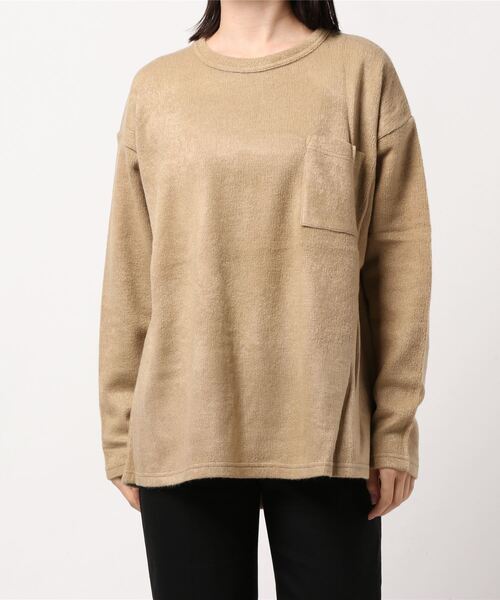 TRAP/U (トラップユー)の「《TRAP/U》裾ラウンドカット ロンT(Tシャツ/カットソー・レディース・ホワイト/ブラック/モカ/ベージュ・LARGE/MEDIUM)」の8枚目の写真