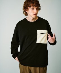 tk.TAKEO KIKUCHI | シンセティックレザーポケットTシャツ（長袖）(Tシャツ/カットソー)