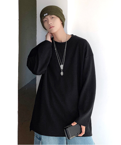 neos（ネオス）の「【neos -addictive design-】ルーズシルエット ロングスリーブ ポンチTシャツ（Tシャツ/カットソー・メンズ・ホワイト×ブラック/ブラック/ネイビー/ホワイト/ホワイト系その他/モカ/グレー/ブラック系その他/ブラック×ホワイト・X-LARGE/LARGE/MEDIUM）」の21枚目の写真