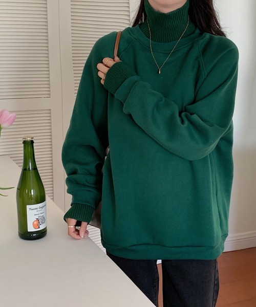 ABITOKYO(アビトーキョー)の「ハイネックリブニットドッキングトレーナー(スウェット・レディース・ブラック/グリーン/ライトピンク/チャコールグレー/ブルー/モカ・FREE)」の18枚目の写真