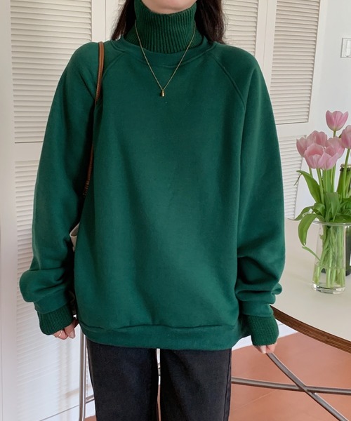 ABITOKYO(アビトーキョー)の「ハイネックリブニットドッキングトレーナー(スウェット・レディース・ブラック/グリーン/ライトピンク/チャコールグレー/ブルー/モカ・FREE)」の16枚目の写真