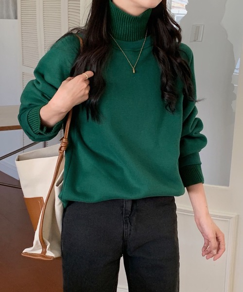 ABITOKYO(アビトーキョー)の「ハイネックリブニットドッキングトレーナー(スウェット・レディース・ブラック/グリーン/ライトピンク/チャコールグレー/ブルー/モカ・FREE)」の15枚目の写真