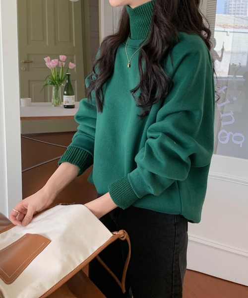 ABITOKYO(アビトーキョー)の「ハイネックリブニットドッキングトレーナー(スウェット・レディース・ブラック/グリーン/ライトピンク/チャコールグレー/ブルー/モカ・FREE)」の14枚目の写真