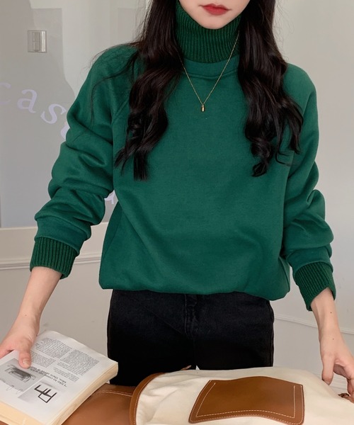 ABITOKYO(アビトーキョー)の「ハイネックリブニットドッキングトレーナー(スウェット・レディース・ブラック/グリーン/ライトピンク/チャコールグレー/ブルー/モカ・FREE)」の13枚目の写真