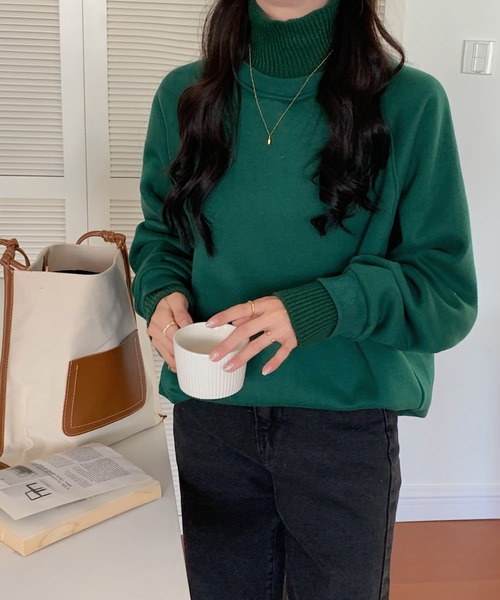 ABITOKYO(アビトーキョー)の「ハイネックリブニットドッキングトレーナー(スウェット・レディース・ブラック/グリーン/ライトピンク/チャコールグレー/ブルー/モカ・FREE)」の11枚目の写真