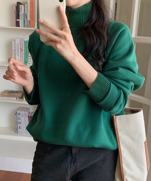 ABITOKYO(アビトーキョー)の「ハイネックリブニットドッキングトレーナー(スウェット・レディース・ブラック/グリーン/ライトピンク/チャコールグレー/ブルー/モカ・FREE)」の7枚目の写真