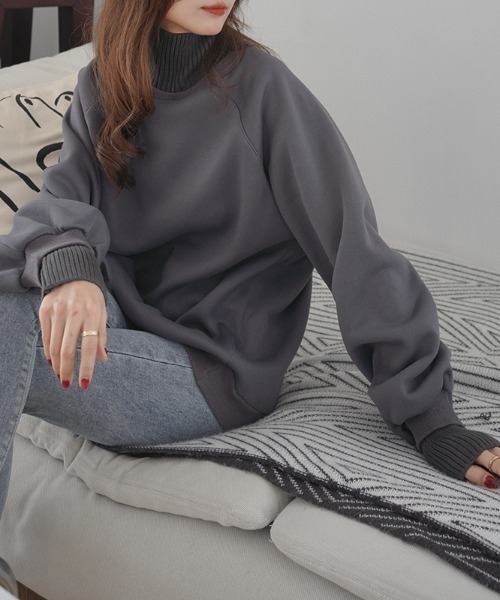 ABITOKYO(アビトーキョー)の「ハイネックリブニットドッキングトレーナー(スウェット・レディース・ブラック/グリーン/ライトピンク/チャコールグレー/ブルー/モカ・FREE)」の22枚目の写真