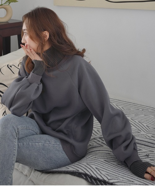 ABITOKYO(アビトーキョー)の「ハイネックリブニットドッキングトレーナー(スウェット・レディース・ブラック/グリーン/ライトピンク/チャコールグレー/ブルー/モカ・FREE)」の21枚目の写真