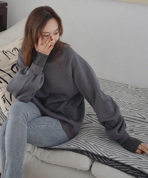 ABITOKYO(アビトーキョー)の「ハイネックリブニットドッキングトレーナー(スウェット・レディース・ブラック/グリーン/ライトピンク/チャコールグレー/ブルー/モカ・FREE)」の20枚目の写真