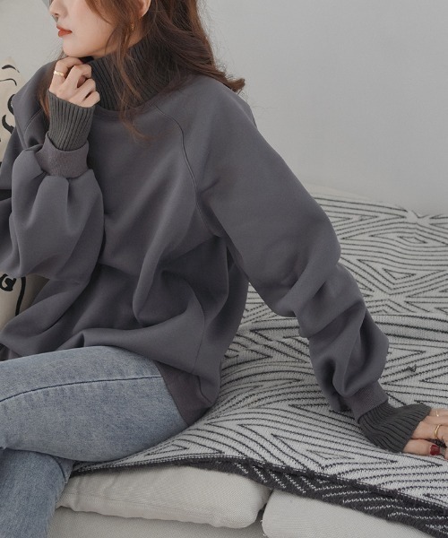 ABITOKYO(アビトーキョー)の「ハイネックリブニットドッキングトレーナー(スウェット・レディース・ブラック/グリーン/ライトピンク/チャコールグレー/ブルー/モカ・FREE)」の19枚目の写真