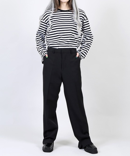 DING（ディング）の「DING/センタープレスサイドスリットパンツ（スラックス・レディース・ブラック/ベージュ・SMALL/MEDIUM）」の5枚目の写真