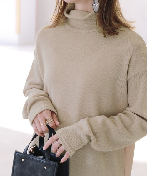 reca（レカ）の「タートルネックワンピース（チュニック・レディース・ブラック/ベージュ・FREE）」の9枚目の写真