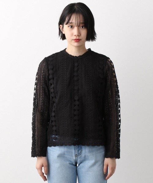 PAGEBOY（ページボーイ）の「ケミカルレースロングスリーブブラウス（シャツ/ブラウス・レディース・ブラック/オフホワイト・FREE）」の5枚目の写真