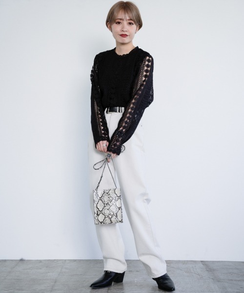 PAGEBOY（ページボーイ）の「ケミカルレースロングスリーブブラウス（シャツ/ブラウス・レディース・ブラック/オフホワイト・FREE）」の17枚目の写真