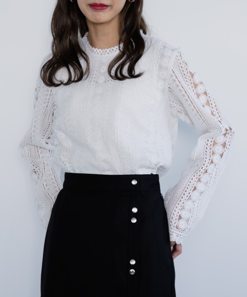 PAGEBOY（ページボーイ）の「ケミカルレースロングスリーブブラウス（シャツ/ブラウス・レディース・ブラック/オフホワイト・FREE）」の21枚目の写真