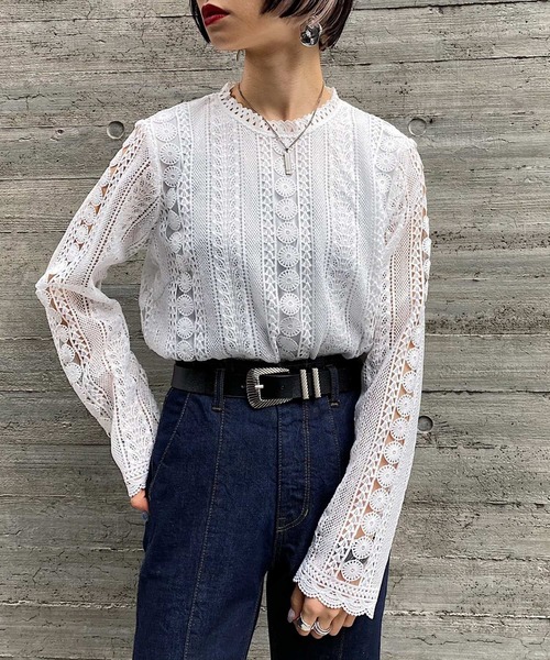 PAGEBOY（ページボーイ）の「ケミカルレースロングスリーブブラウス（シャツ/ブラウス・レディース・ブラック/オフホワイト・FREE）」の20枚目の写真