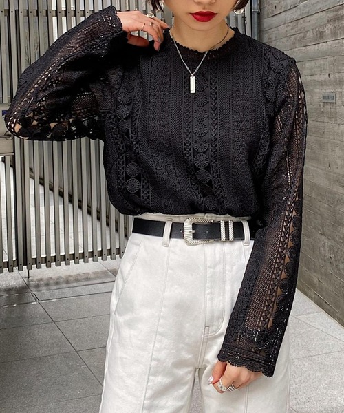 PAGEBOY（ページボーイ）の「ケミカルレースロングスリーブブラウス（シャツ/ブラウス・レディース・ブラック/オフホワイト・FREE）」の22枚目の写真