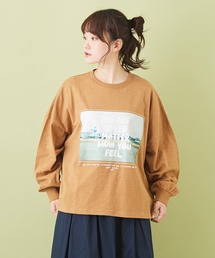 CUBE SUGAR（キューブシュガー）の「スラブ天竺 フォトプリント ビック クルーネック（Tシャツ/カットソー）」