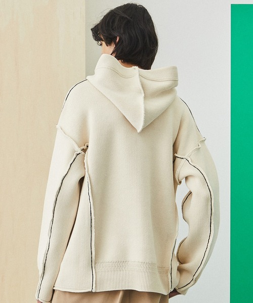 UNITED TOKYO（ユナイテッドトウキョウ）の「リバースニットパーカー/ビッグシルエット（ニット/セーター・メンズ・ブラック/オフホワイト・FREE）」の15枚目の写真