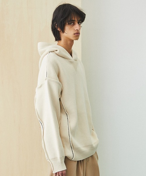 UNITED TOKYO（ユナイテッドトウキョウ）の「リバースニットパーカー/ビッグシルエット（ニット/セーター・メンズ・ブラック/オフホワイト・FREE）」の16枚目の写真