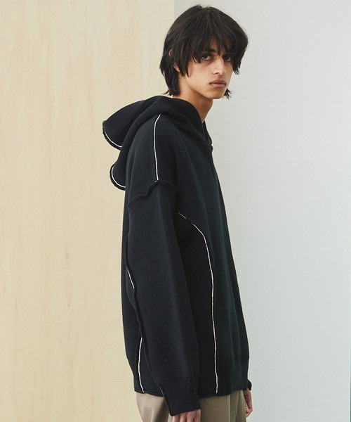 UNITED TOKYO（ユナイテッドトウキョウ）の「リバースニットパーカー/ビッグシルエット（ニット/セーター・メンズ・ブラック/オフホワイト・FREE）」の20枚目の写真
