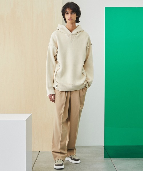 UNITED TOKYO（ユナイテッドトウキョウ）の「リバースニットパーカー/ビッグシルエット（ニット/セーター・メンズ・ブラック/オフホワイト・FREE）」の5枚目の写真