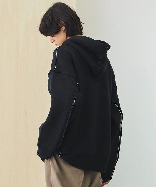UNITED TOKYO（ユナイテッドトウキョウ）の「リバースニットパーカー/ビッグシルエット（ニット/セーター・メンズ・ブラック/オフホワイト・FREE）」の11枚目の写真