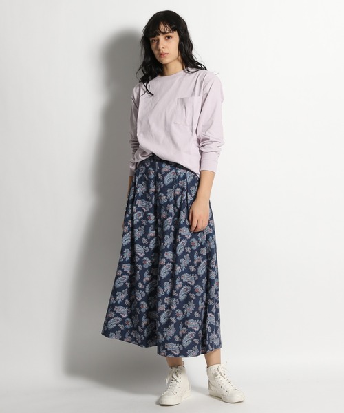 KAPITAL オーロラパンツ ガウチョパンツ ハーフ 藍色 ヒッコリー