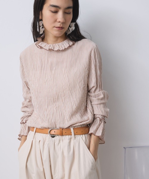 Libra Cue（リブラ キュー）の「クリンクルフリルブラウス（シャツ/ブラウス・レディース・ブラック/ホワイト/ピンク/その他/オレンジ/ブルー/グレー/ブラウン/ベージュ/モカ/ダークブラウン・FREE/2）」の16枚目の写真