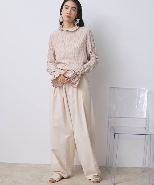 Libra Cue（リブラ キュー）の「クリンクルフリルブラウス（シャツ/ブラウス・レディース・ブラック/ホワイト/ピンク/その他/オレンジ/ブルー/グレー/ブラウン/ベージュ/モカ/ダークブラウン・FREE/2）」の14枚目の写真