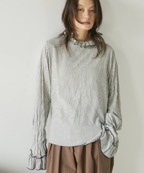 Libra Cue（リブラ キュー）の「クリンクルフリルブラウス（シャツ/ブラウス・レディース・ブラック/ホワイト/ピンク/その他/オレンジ/ブルー/グレー/ブラウン/ベージュ/モカ/ダークブラウン・FREE/2）」の21枚目の写真