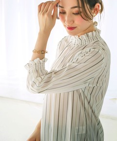 セール】＜conte＞コットン ストライプ レギュラーカラーシャツ