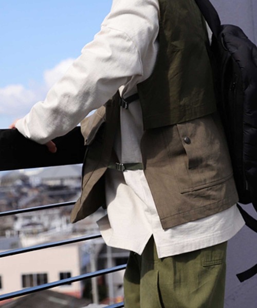 antiqua（アンティカ）の「３６０度お洒落なシルエット！拘りのミリタリーベスト（ベスト・メンズ・ブラック/カーキ・FREE）」の7枚目の写真