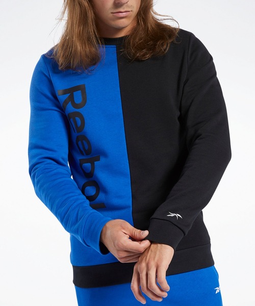Reebok(リーボック)の「トレーニング エッセンシャルズ リニア ロゴ スウェットシャツ / Training Essentials Linear Logo Sweatshirt(スウェット・メンズ・ブラック/ブルー・SMALL/MEDIUM/XX-LARGE/X-LARGE/LARGE/XXX-LARGE)」の3枚目の写真