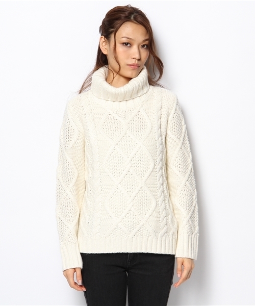 BEAMS LIGHTS Women's（ビームスライツ ウィメンズ）の「BEAMS LIGHTS / タートルケーブルプルオーバー（ニット/セーター・レディース・オフホワイト/ベージュ・FREE）」の8枚目の写真