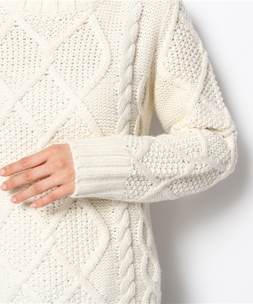 BEAMS LIGHTS Women's（ビームスライツ ウィメンズ）の「BEAMS LIGHTS / タートルケーブルプルオーバー（ニット/セーター・レディース・オフホワイト/ベージュ・FREE）」の6枚目の写真