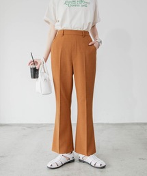 リネンライクセンター プレスフレアスラックス