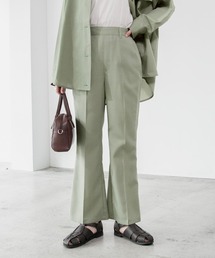 リネンライクセンター プレスフレアスラックス