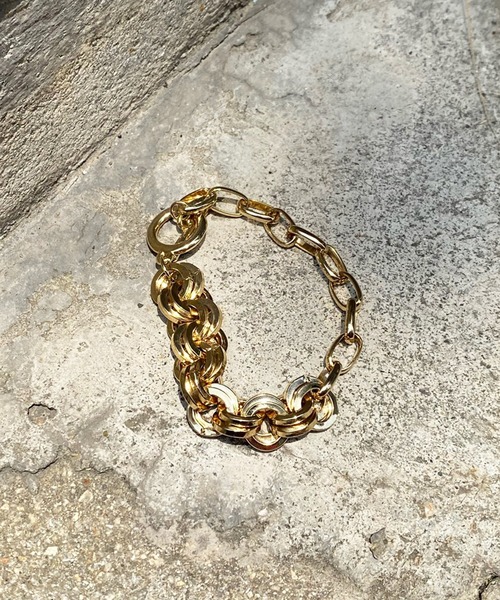 DouDou(ドゥドゥ)の「ダブルリング切替ブレス(ブレスレット・レディース・シルバー/ゴールド・FREE)」の1枚目の写真