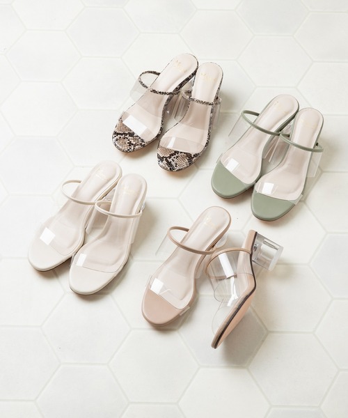 menue（メヌエ）の「ラウンドトゥ PVCクリアヒールサンダル（サンダル・レディース・ライトグリーン/アイボリー/ベージュ/パイソン・S/L/3L/LL/XS/M）」の14枚目の写真